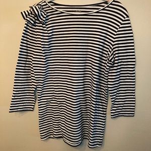 Bow Detail 3/4 Sleeve Stripes Top